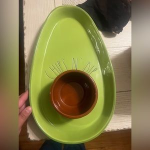Rae Dunn avacado chips and dip tray